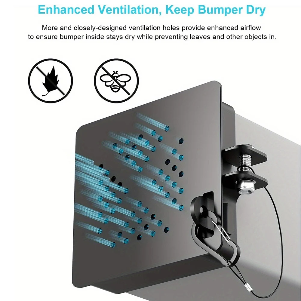 RV Bumper End Cap Aluminum Build Designed for 4 Inch Square Bumpers Enables Efficient Sewer Hose Storage and Venting
