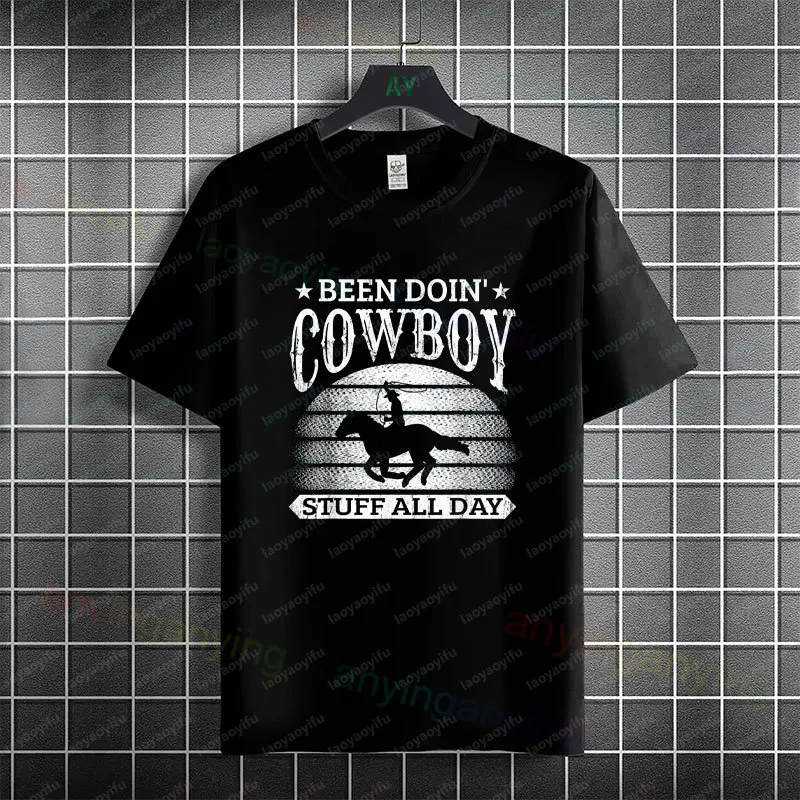 Men & Women's Casual Graphic T-shirt with Western Horse & Barrel Racing Design 100% Cotton Short Sleeve Round Neck Tshirt