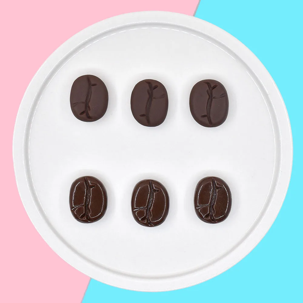 20 teile/satz Harz Kaffeebohnen Simulation Flatback Cabochon Gefälschte Lebensmittel Scrapbooking für Handwerk DIY Telefon Dekoration Zubehör – Detail 5