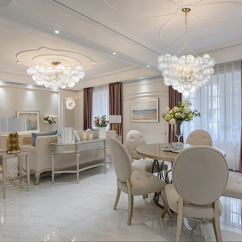 2026 New Trend E14 Led Glass Bubble Gold Silver Ceiling Chandelier Ceiling Lamp Lamparas De Techo For Living Room Bedroom