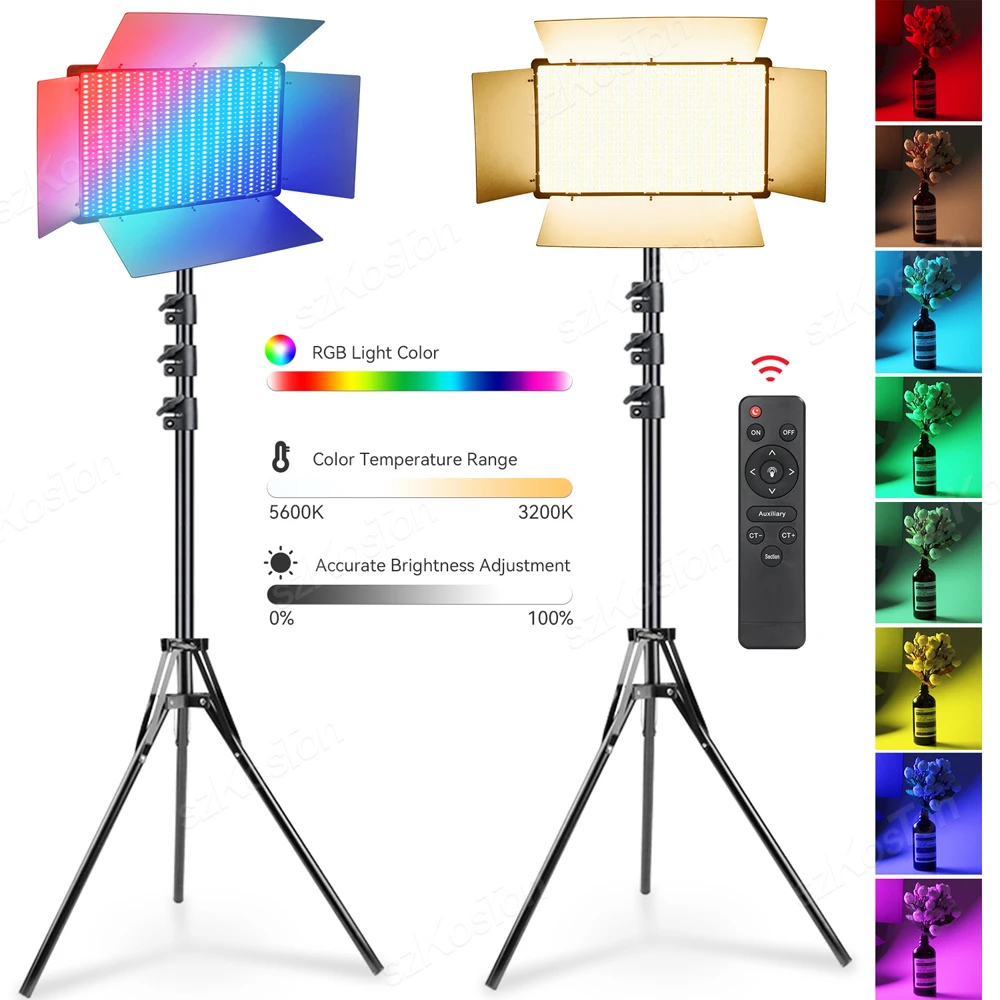 12 Inch RGB LED Video Lights Camera Lighting Full Color 8800mAh Battery Dimmable 3200-5600K Panel Light Photo Studio Lamp