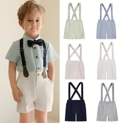 School Boys Shorts Summer Gentlemen Backpacker Suit Short Pants for Children Wedding Costumes 2 To 12 Years Students Kids Shorts