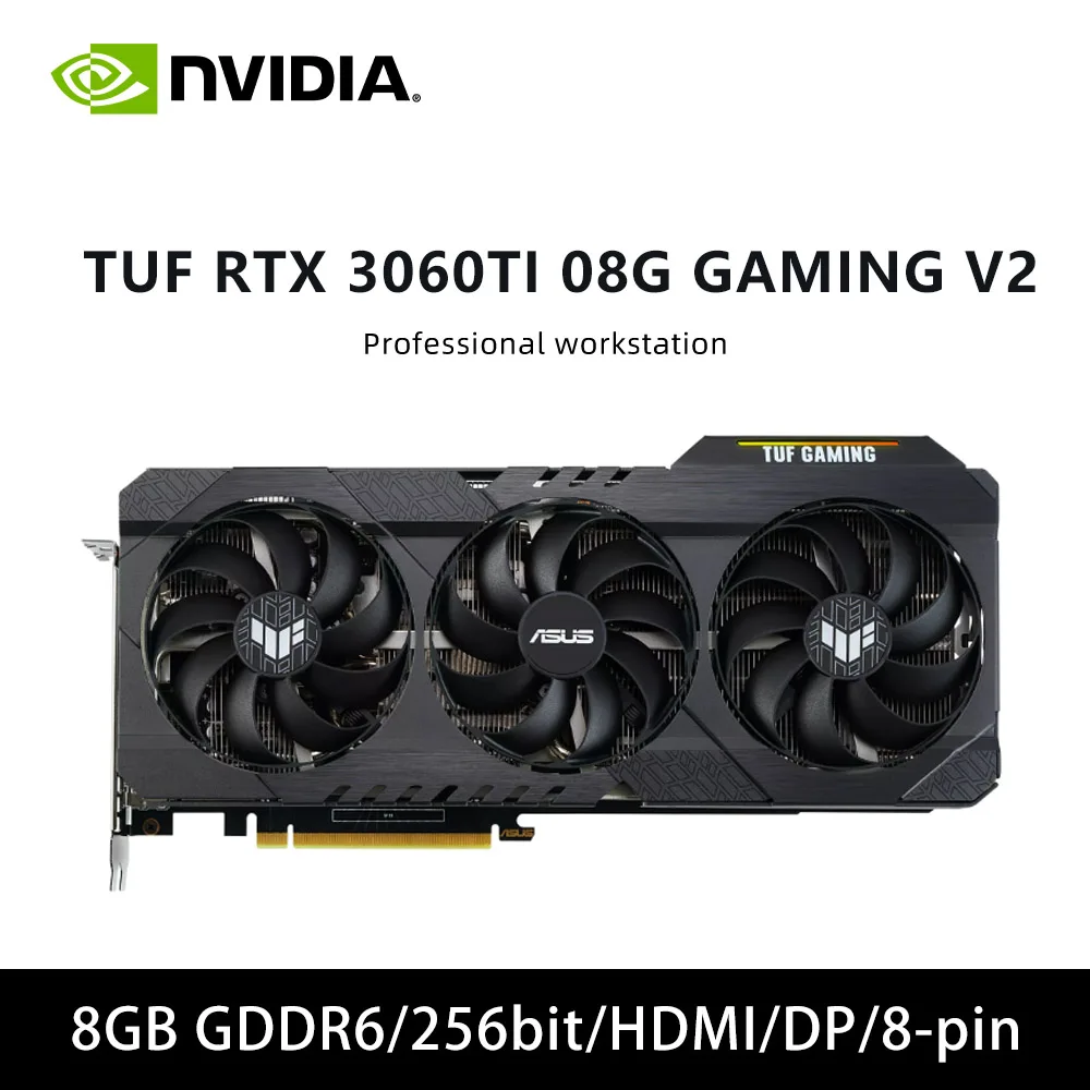 ASUS rtx 3060 GPU TUF RTX 3060TI 08G GAMING V2 8GB GDDR6 256bit بطاقة الرسومات دعم PCI-E 4.0 HDMID DP 8-pin الثلاثي المشجعين #1