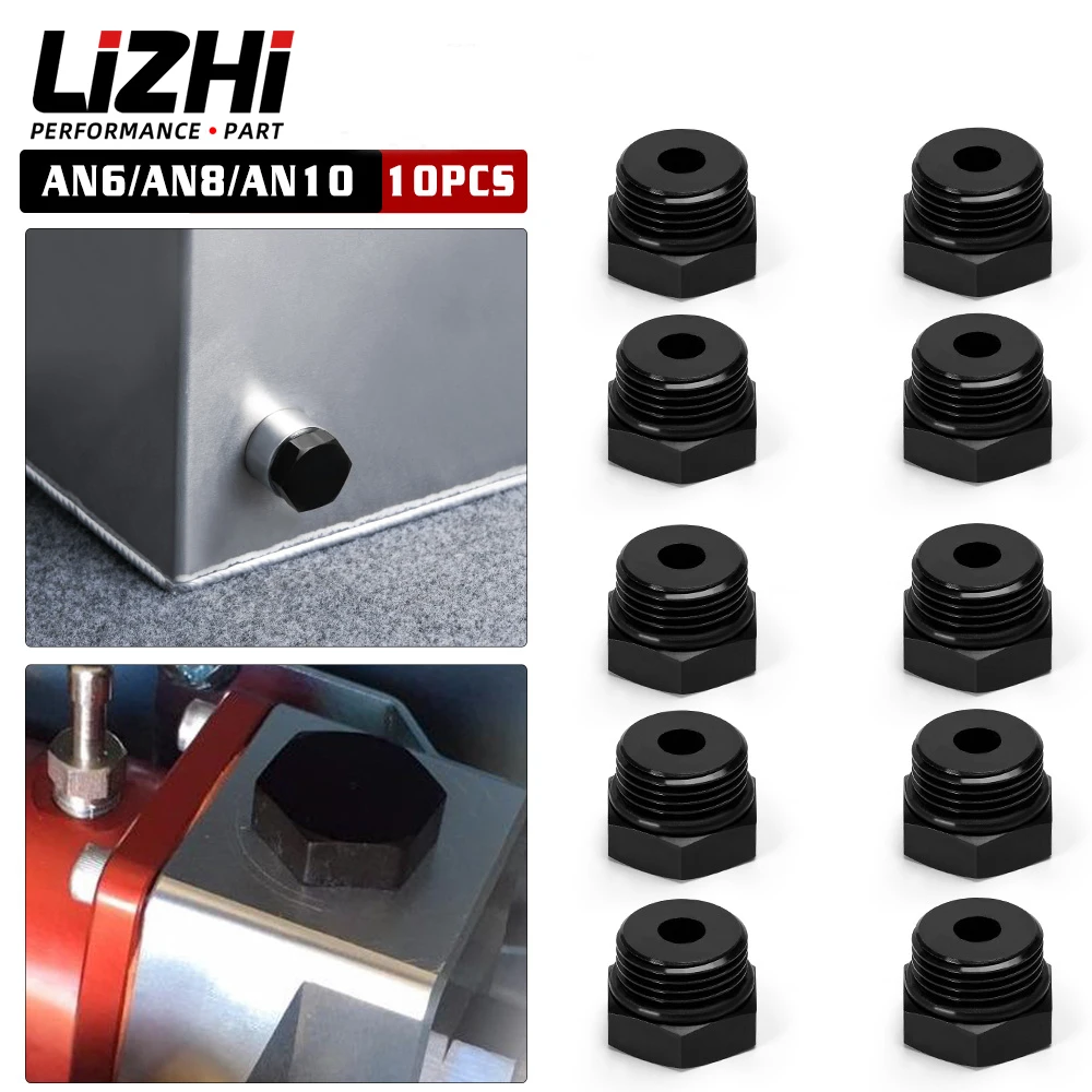 10 Pieces AN6 AN8 AN10 Male Block Off Cap Fitting Hex Head Plug With O-Ring Adapter Aluminum Alloy BL02