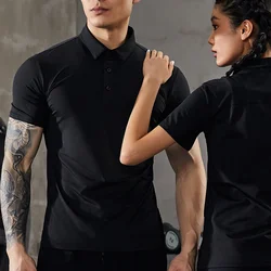 T-shirt elasticizzata casual da uomo estiva T-shirt da palestra con vestibilità muscolare Sport all'aria aperta T-shirt da golf a maniche corte in seta di ghiaccio ad asciugatura rapida tinta unita