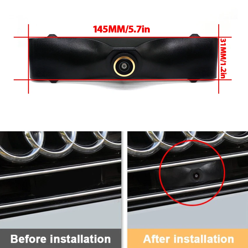 AHD 1080P Fisheye Car Front View Camera Night Vision Waterproof Front Grille Camera For Audi A6 A6L C7 Avant C8 Cockpit 2012~201