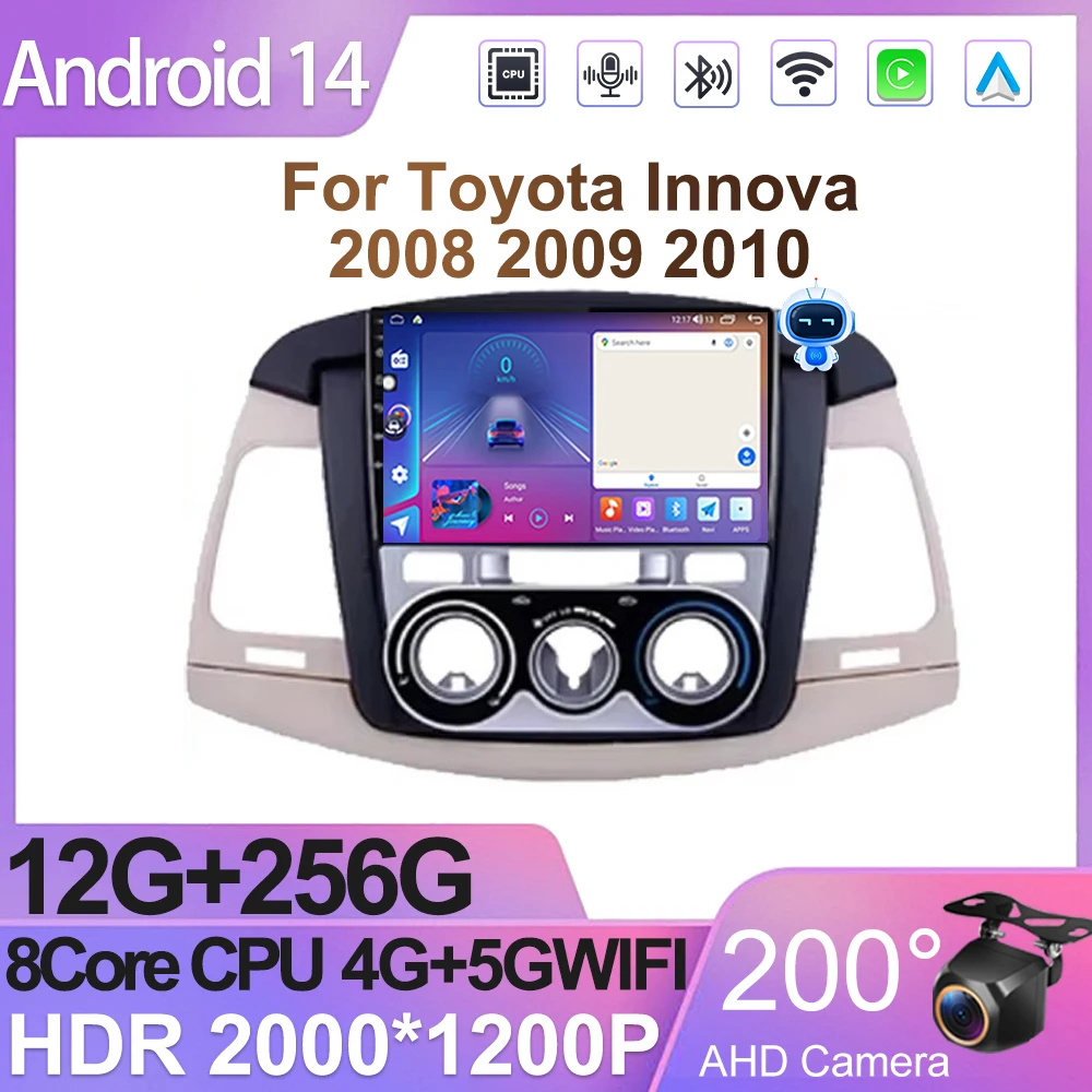 Car Radio Android Auto Carplay For Toyota Innova 2008 2009 2010 Multimedia Autoradio Player 5G Wifi Bluetooth DSPNo 2din DVD