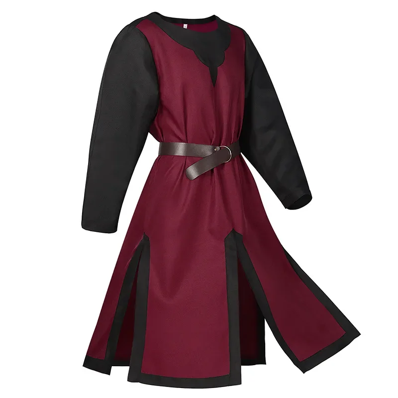New Men's Medieval Crusader Knights Templar Tunic Cosplay Costumes Renaissance Halloween Surcoat Warrior Black Plague Top view 2