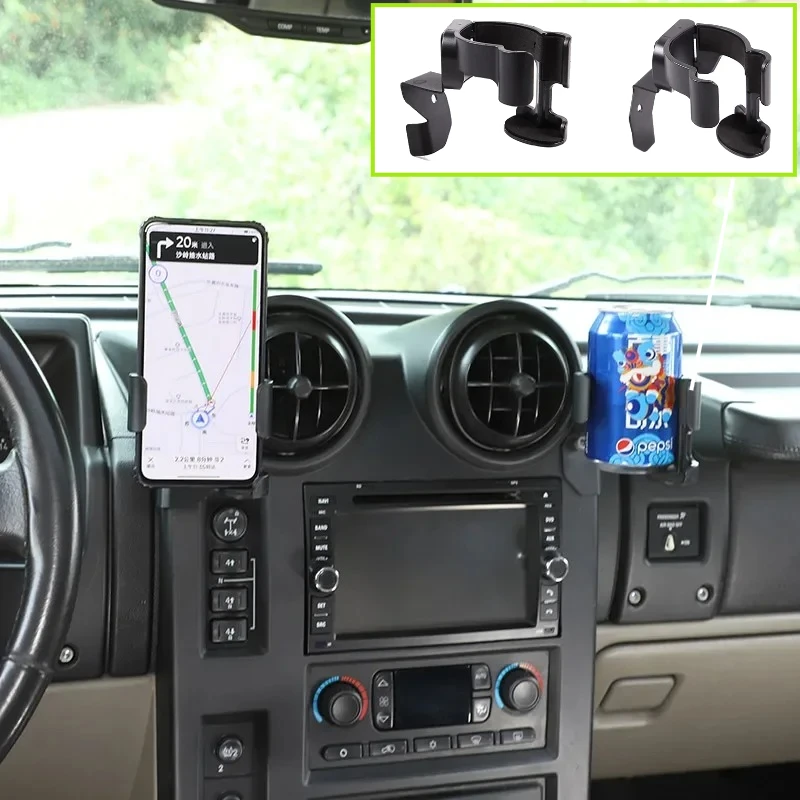 

Stainless steel Black For Hummer H2 2003-2007 Car Mobile Phone Holder water cup Multifunction Bracket car Interior accessories