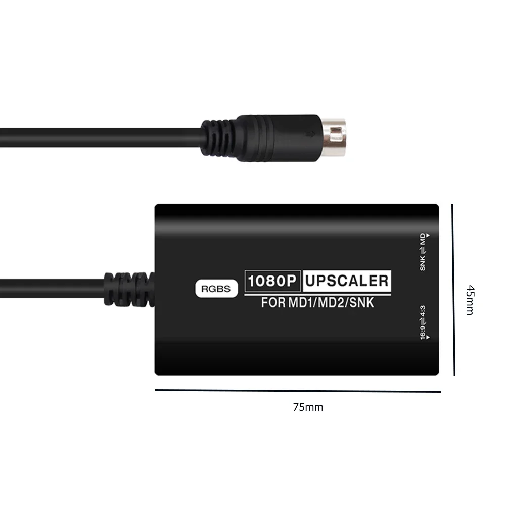 محول فيديو لوحدة التحكم في الألعاب RGBS وحدة تحكم محول متوافقة مع HDMI مع ملحقات ألعاب تبديل نسبة الأظافر لـ SEGA MD1 MD2 SNK