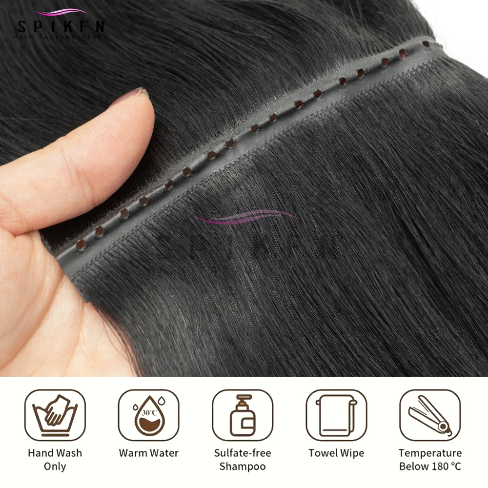 네이처 블랙 컬러 더블 인젝션 XO 홀 웨프트 인모 헤어 익스텐션 마이크로 헤어 인비저블 트윈 탭 웨프트 헤어 내추럴 스트레이트