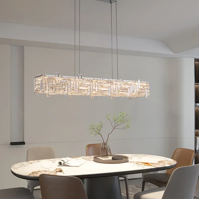 Lampadario da soggiorno di lusso in cristallo leggero semplice villa italiana lunga sala camera da letto principale ristorante una parola