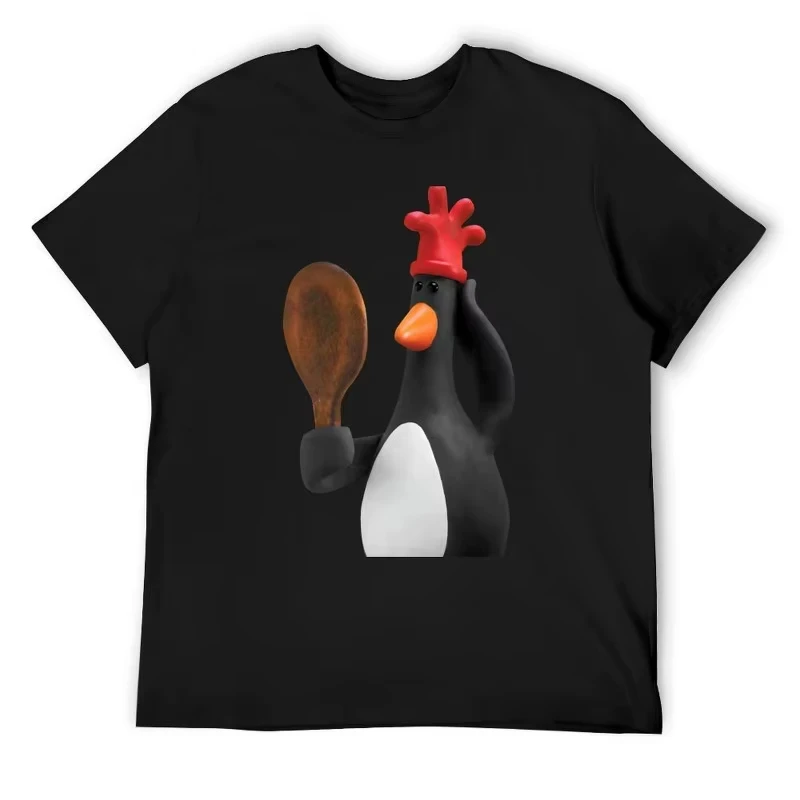 Men's and Women's Funny Handheld Spoon Printed T-Shirt Cotton Tees Unisex Streetwear Tops Harajuku Gothic Oversized T Shirt