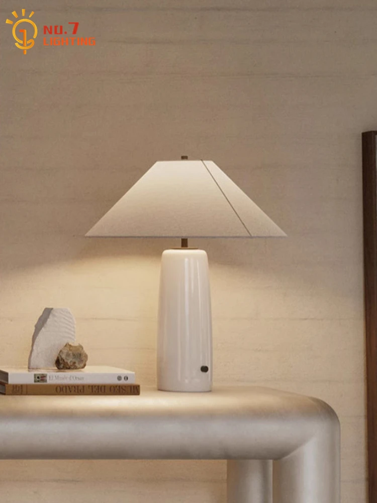 Italian Designer Medieval Marble Table Lamp LED E27 Wabi-sabi Retro White/Gray Desk Lights Bedroom Bedside Living/model Room Bar