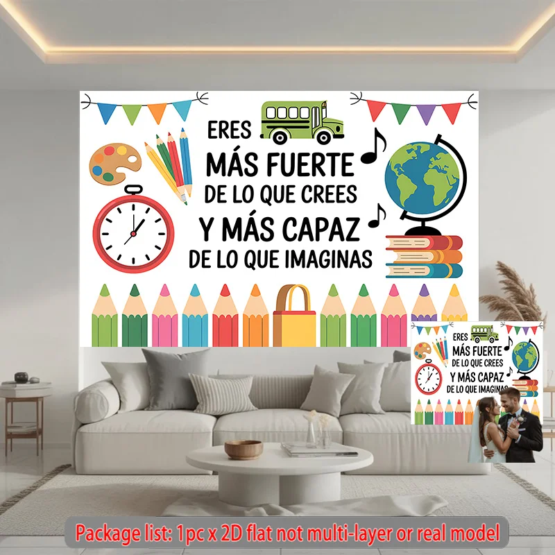 Inspirational Nursery Wall Tapestry Decoration for Kids Educational Classroom Art Banner Creativity Dream Super Power Theme Pink