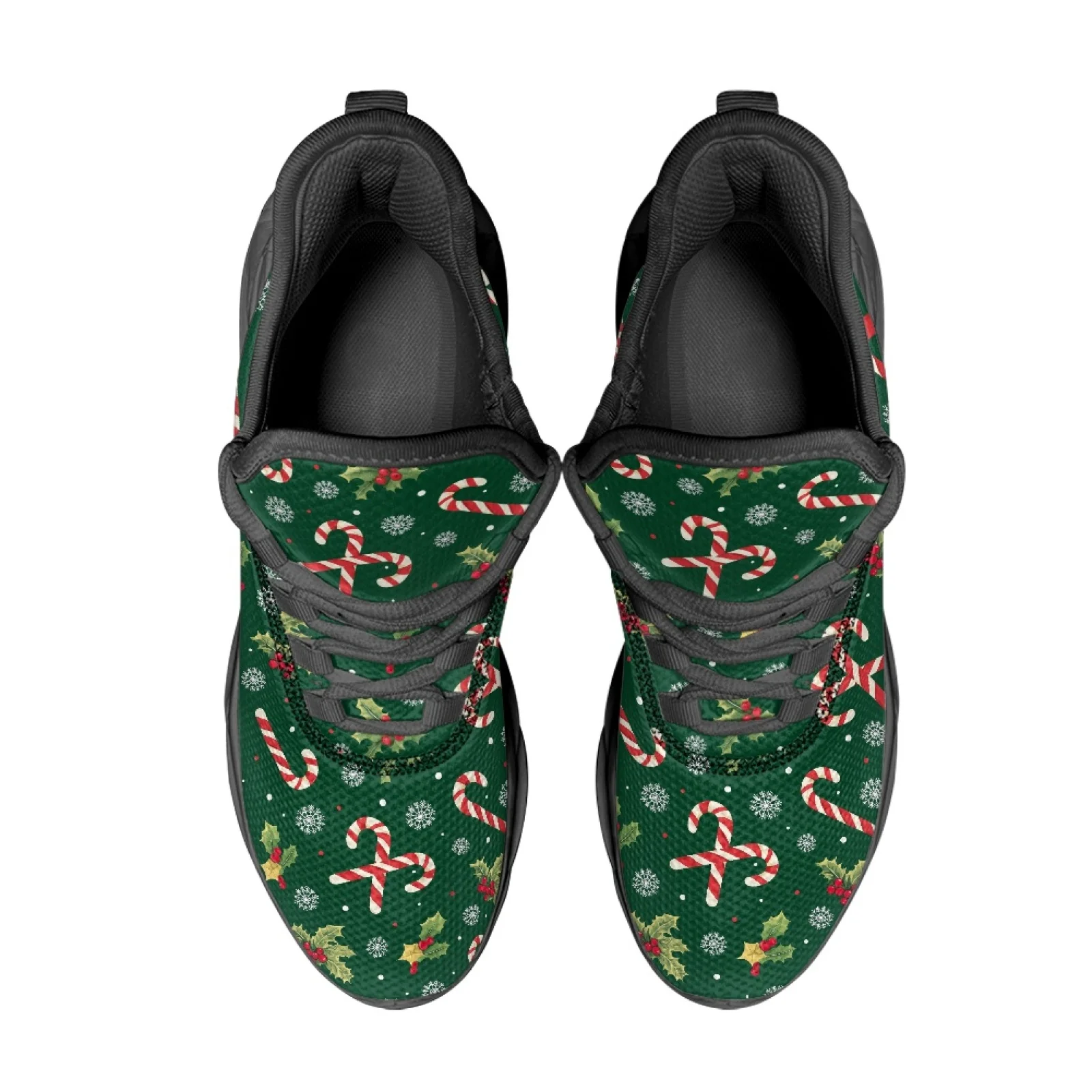PENSTROLL Candy Cane Snowflake Non Slip Running Shoes for Youth Mesh & EVA Athletic Trainer Sports Shoes