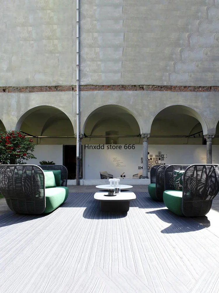 Courtyard Villa Hotel Balcony Rattan Model Room Designer Garden Coffee Table Combination image 3