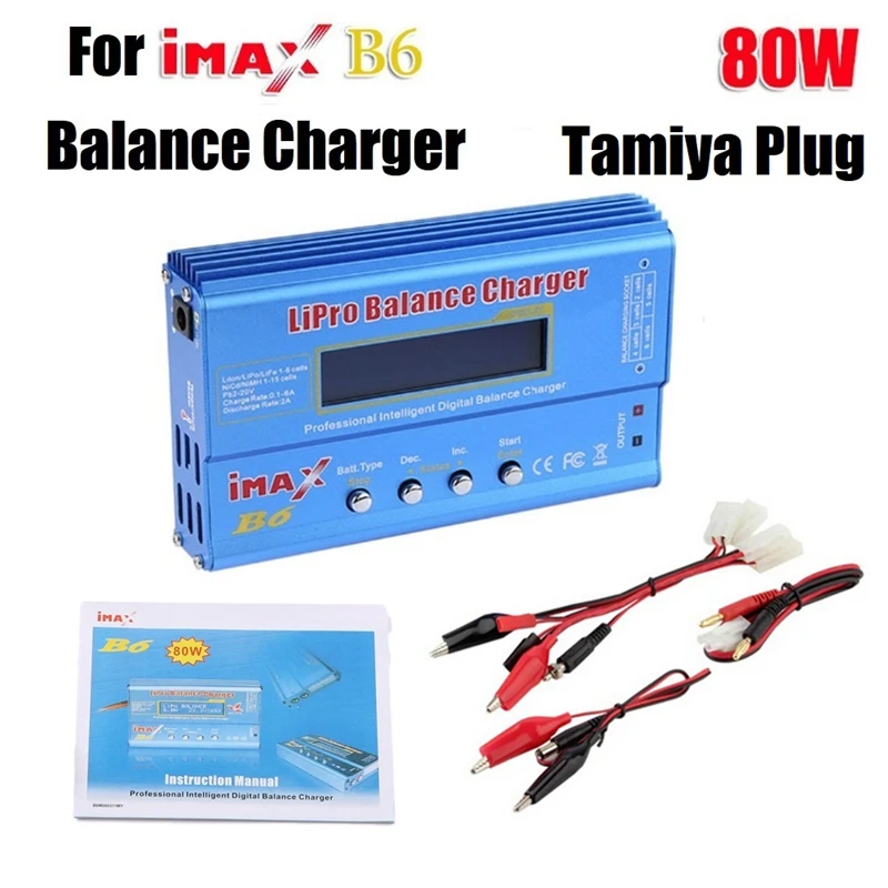 Do ładowarki IMAX B6 80W Lipo + kabel Tamiya Nimh Li-Ion Ni-Cd cyfrowa ładowarka Lipro Balance inteligentna ładowarka niebieska