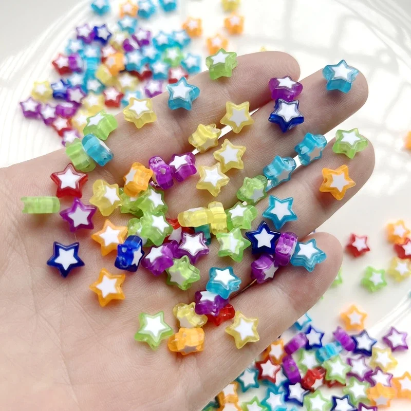 100Pcs 10mm pearl in pearl color Pentagram acrylic loose spacer bead for jewelry making DIY bracelet matching