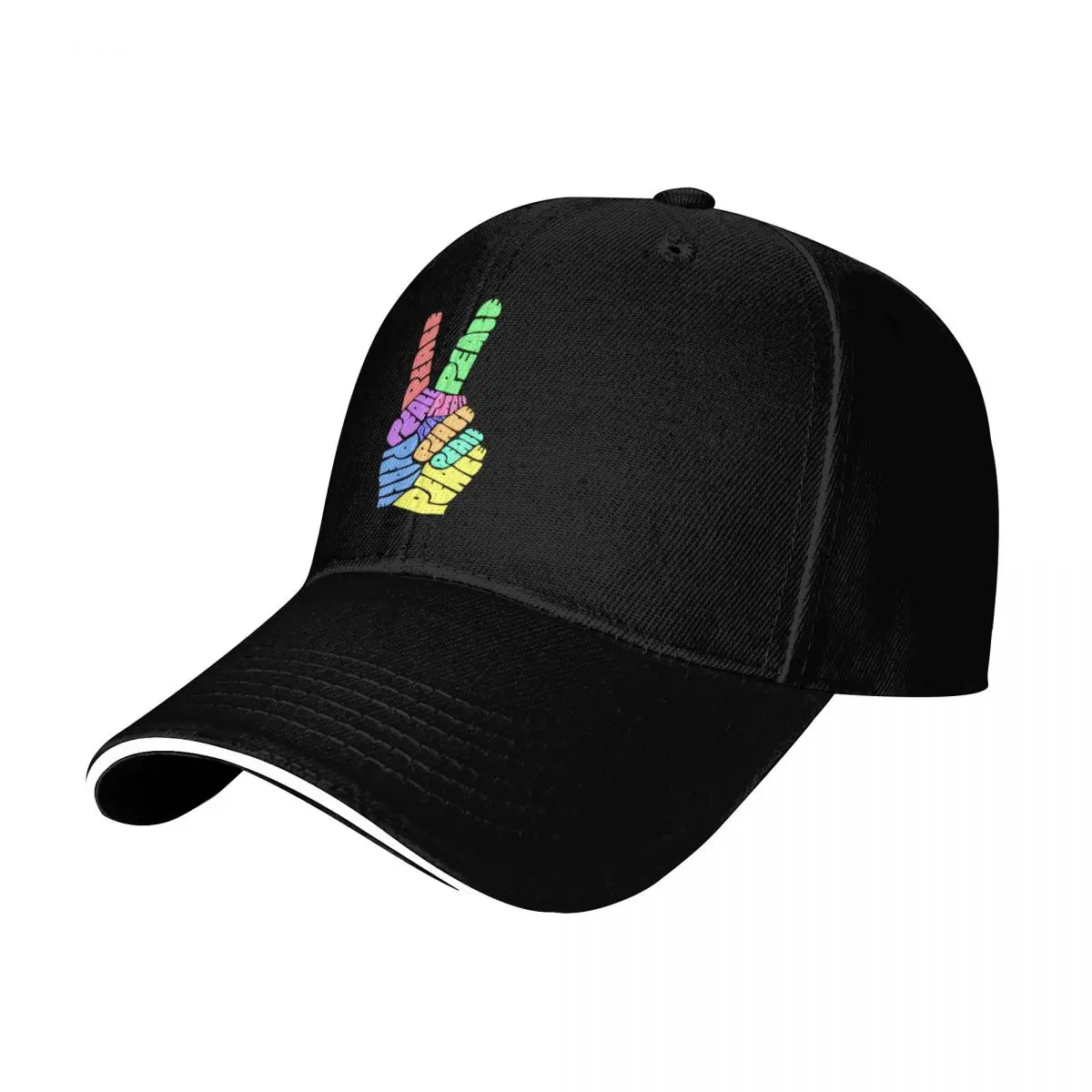 Rainbow Peace Hand Sign Baseball Cap Snapback Flat Bill Strapback Dad Hat Six Panel Structured Crown