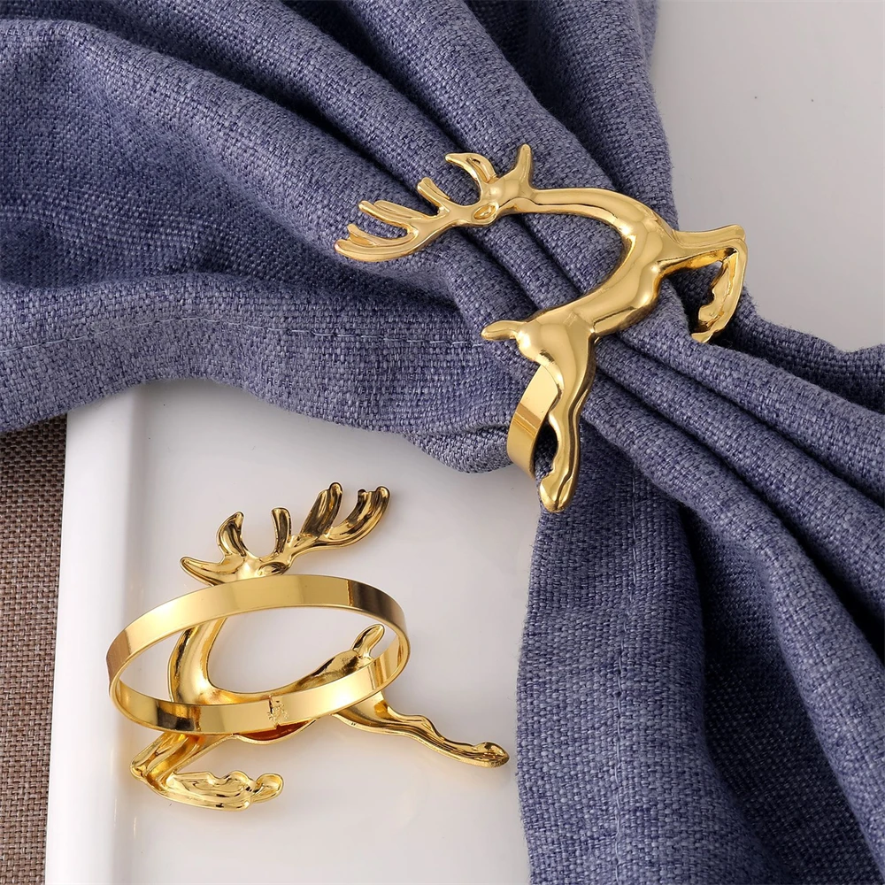 Metal Deer Napkin Buckle Napkin Loop Ring Table Decoration Holiday Party Wedding Festival Christmas Dinner Jewelry Decor