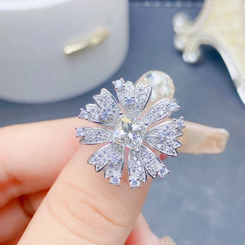 Natural Moissanite  ring for women silver 925 jewelry luxury gem stones 18k gold plated free shiping items Party Gift