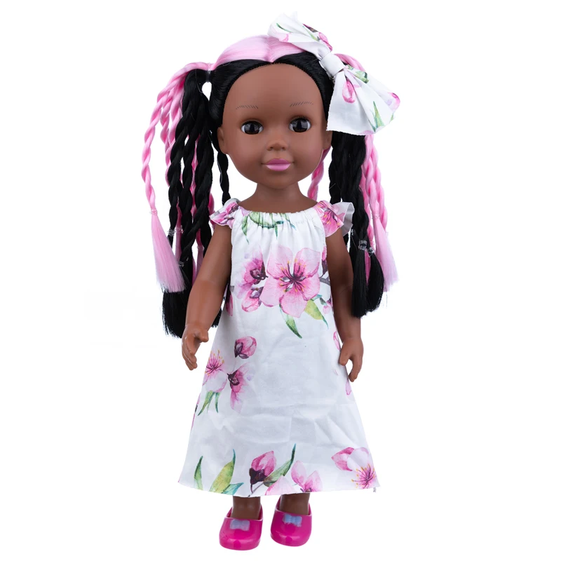 

14 inch pink black braid trendy doll 35 cm straight hair orchid braid doll toy