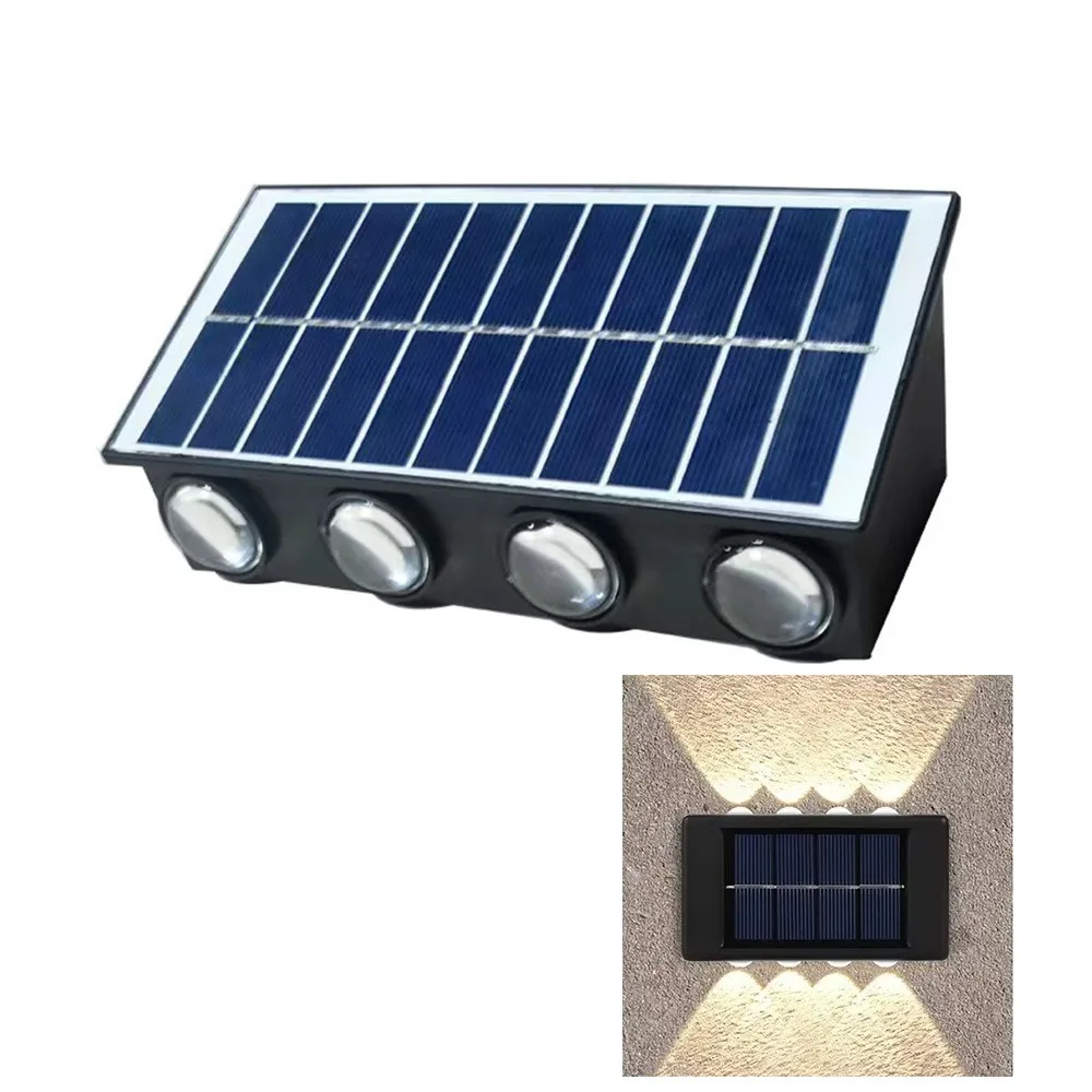 IP65 Waterproof Solar Wall Lamp Up and Down Warm/White/RGB Lights Automatic Outdoor Lighting Wall-mounted Energy Saving