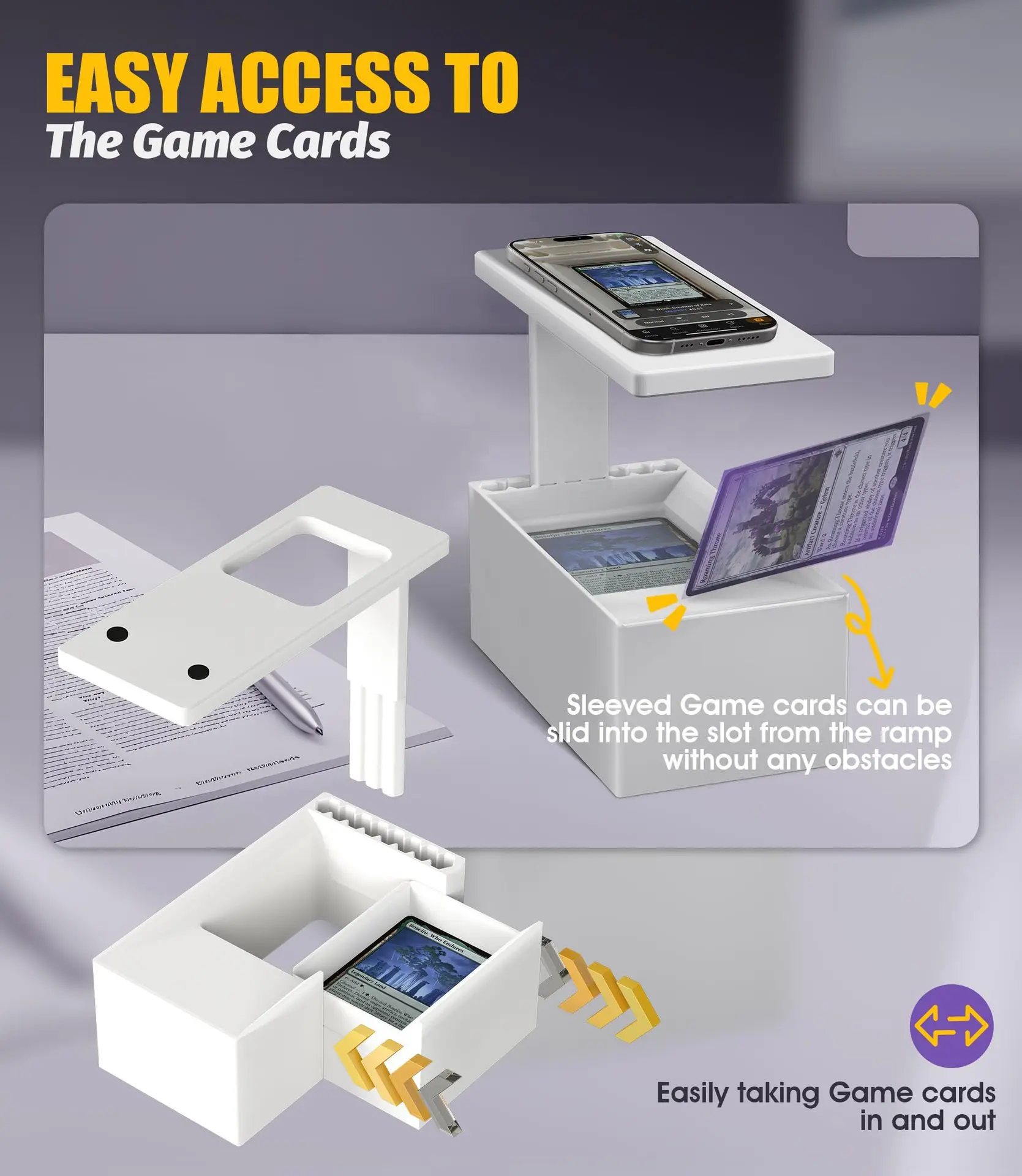 AQzxdc カードスキャナー電話ホルダー Manabox カードクイックスキャナースキャンスタンド標準サイズのトレーディングカード用引き出し式カードスロット付き