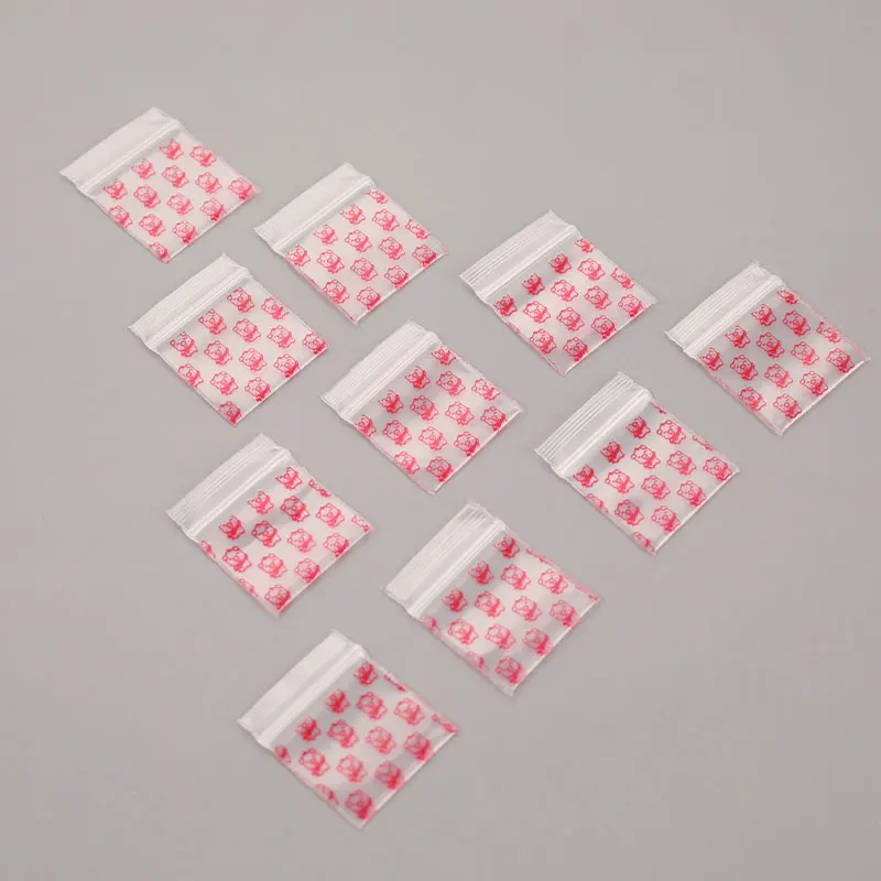 New 100Pcs Mini Zip lock Bags Zipper Bag Ziplock Bag Plastic Packaging Bags Ziplock Pill Packaging Pouches