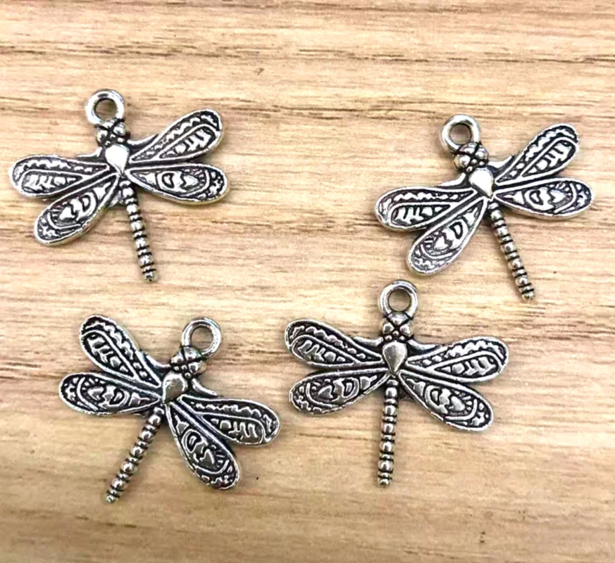 

30pcs 21x19mm Vintage Alloy metal dragonfly pendants for jewelry fingings HW2880