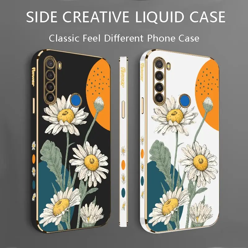 Sunflower Luxury Plating Phone Case For Xiaomi Redmi Note 8 8Pro 8T 7 7Pro 7S 9Pro 9 9S 9T 10T 11S 11T 11 10S 10 10Pro Cover