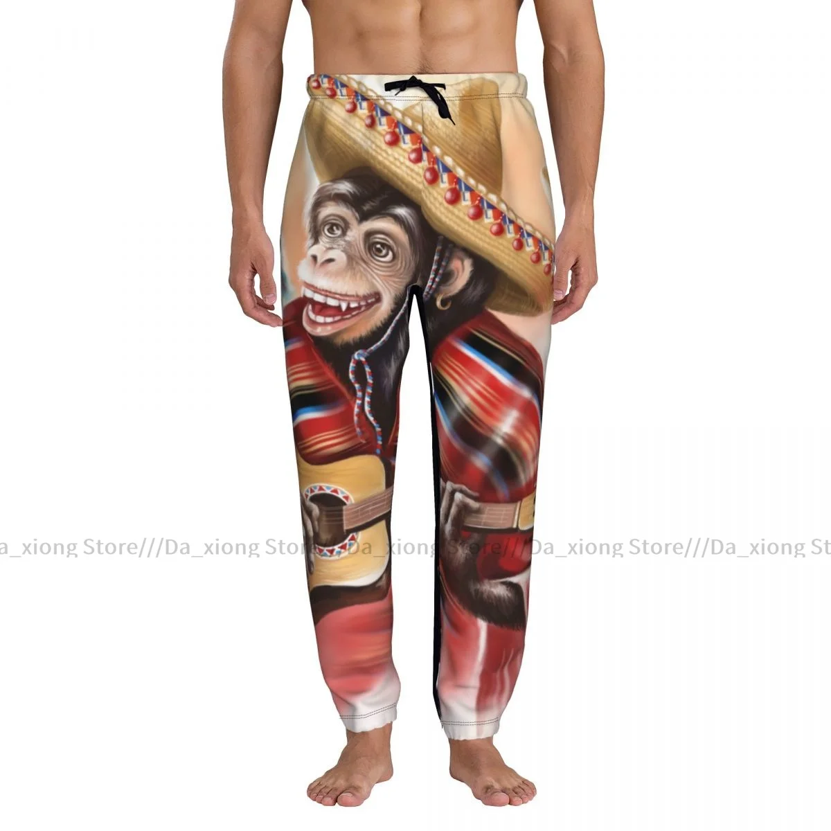 Men Jogging Pants Streetwear Loose Casual Trouser Funny Monkeys In Mexican Traditional Dress Playing Guitar Man Pants Sweatpants