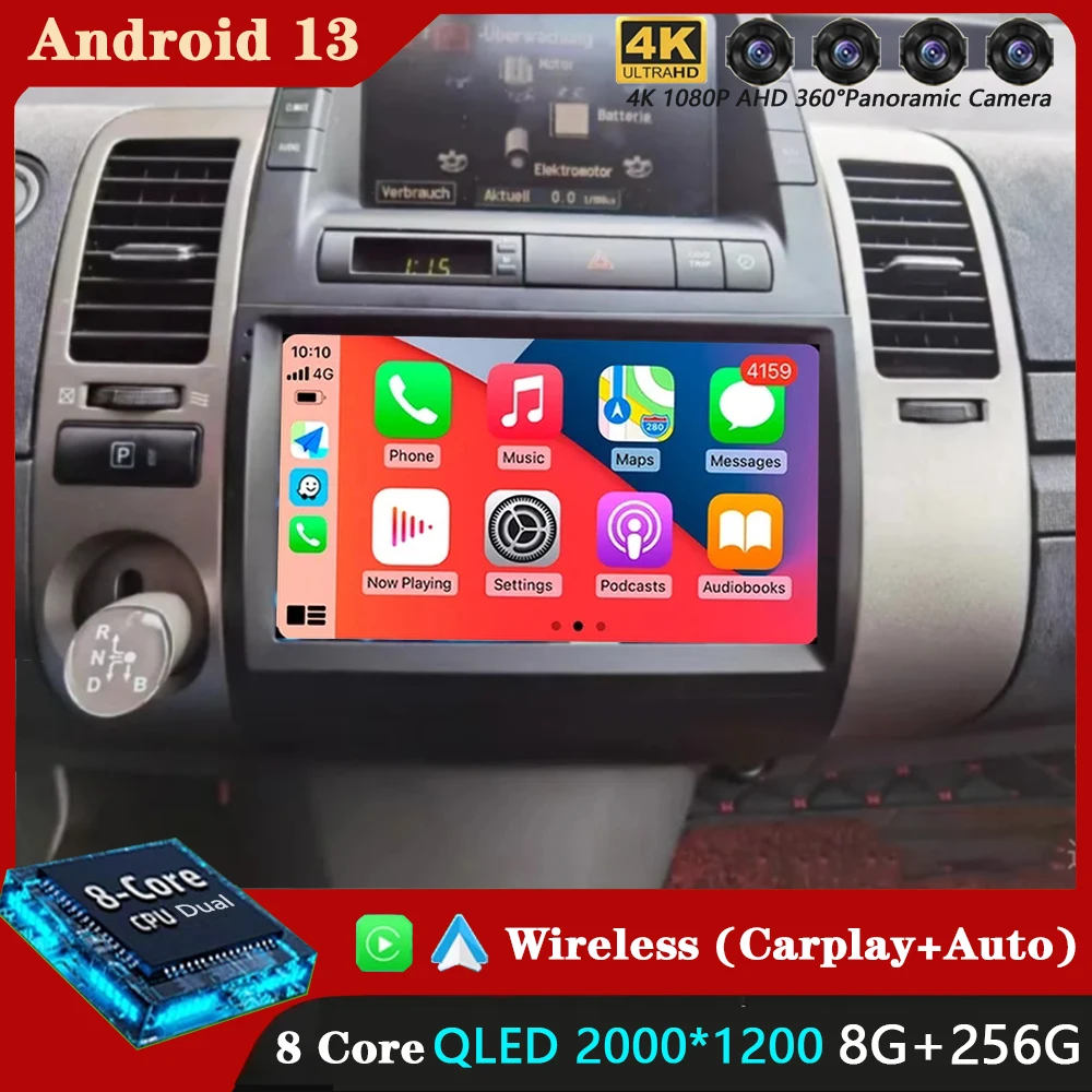 

Android 13 Carplay Car Radio For Toyota Prius 20 2002 - 2009 Navigation Multimedia Player Stereo WiFi+4G video BT DVD 2 DIN DSP