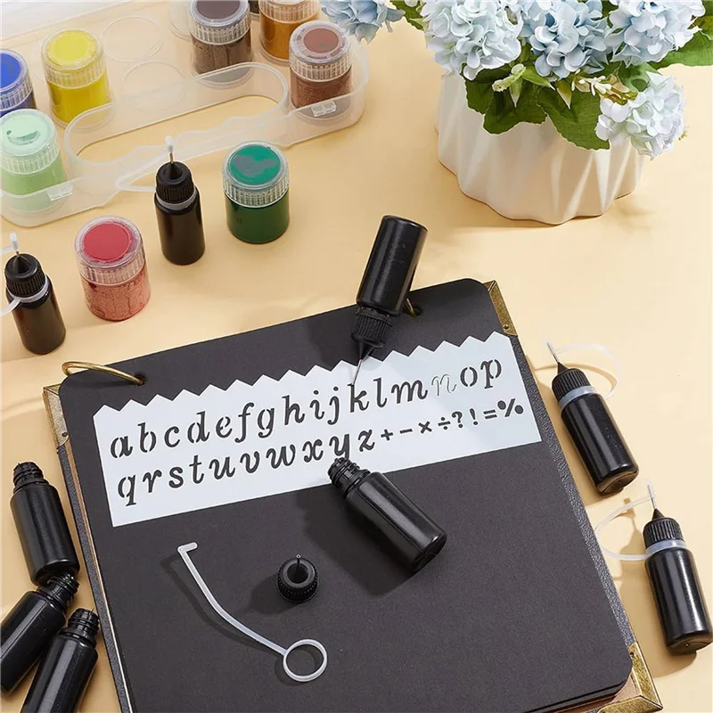 WORTHOWN-20Pcs Precision Tip Applicator ขวดโลหะสีดําเข็มขวดพลาสติก 10ML Precision Tip Applicator ขวด