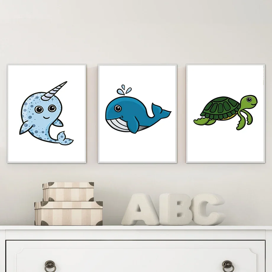 Cartoon Bee Ant Snail Whale Tortoise Toucan Wall Art Canvas Painting Nordic Posters And Prints Wall Picture Baby Kids Room Decor