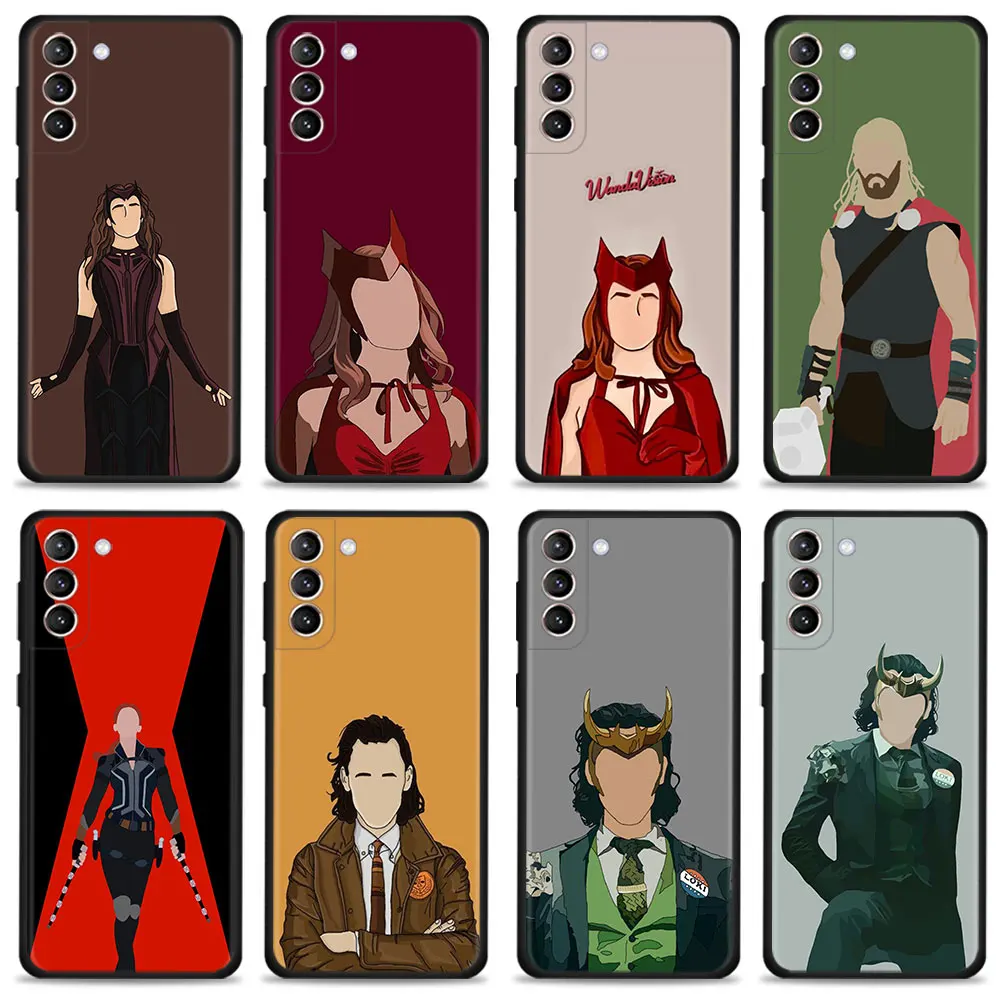 Funda de teléfono Marvel Black Widow Loki Wanda Thor para Samsung Galaxy S24 S7 Note 20 10 S22 Ultra 5G S20 FE Lite S21 Plus