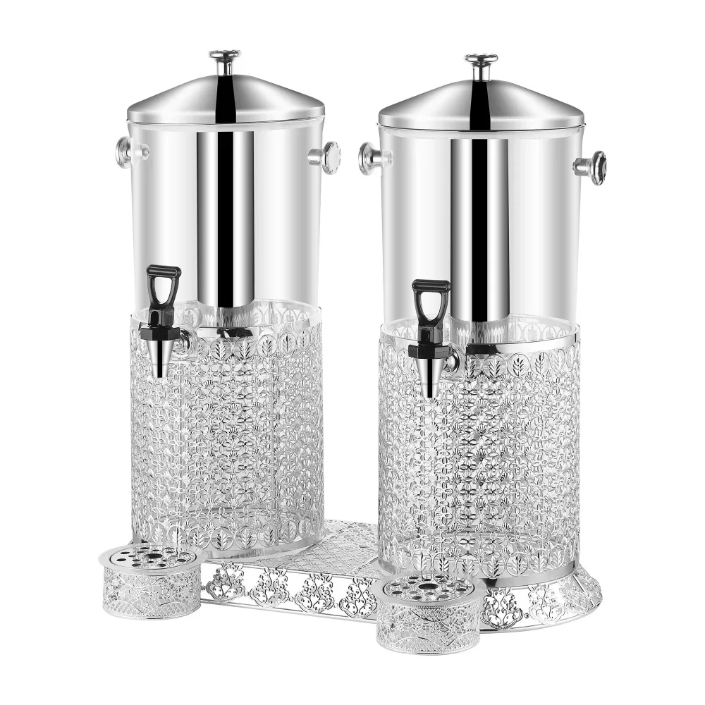 Stainless steel beverage dispenser with high borosilicate glass cold drink tower suitable for gathering water, juice and alcohol