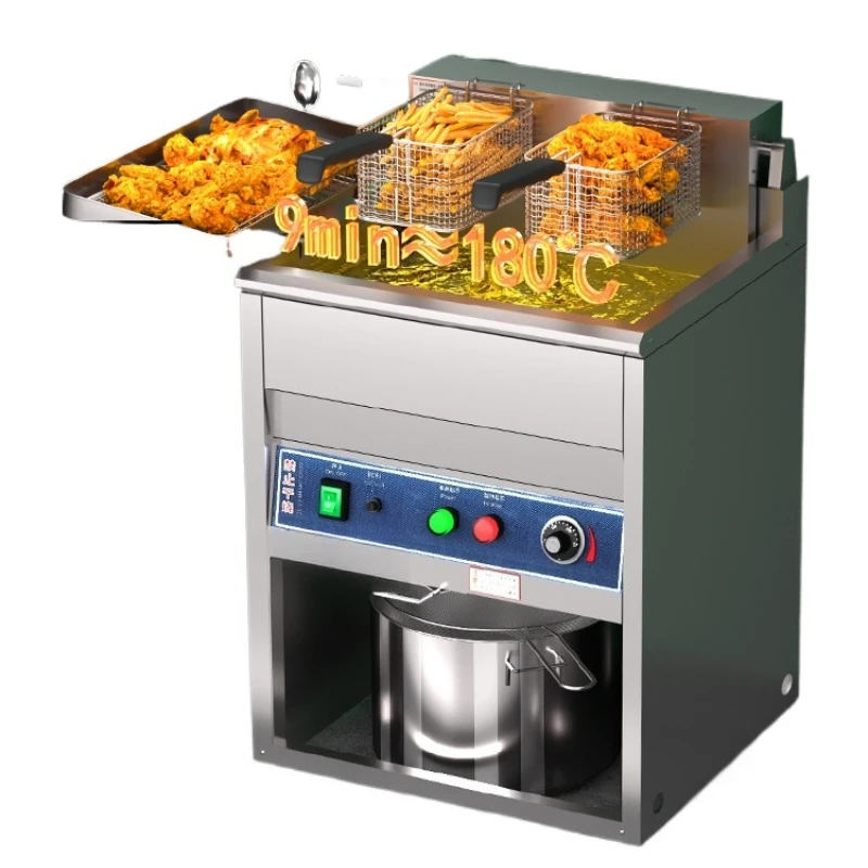 Commercial large-capacity automatic temperature control electric fryer, double-cylinder fried string fried