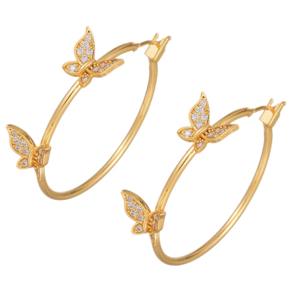 

Fashion Large Butterfly Earrings with Diamonds Rhinestones Hoop Drop