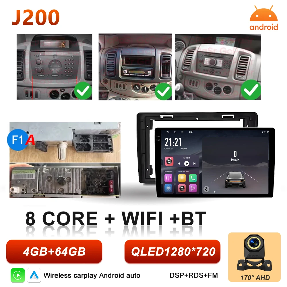 Android 16 autoradio voor Renault Trafic 2, Opel Vivaro A en Nissan Primastar 2001-2014, multimediaspeler met Carplay en GPS-stereo
