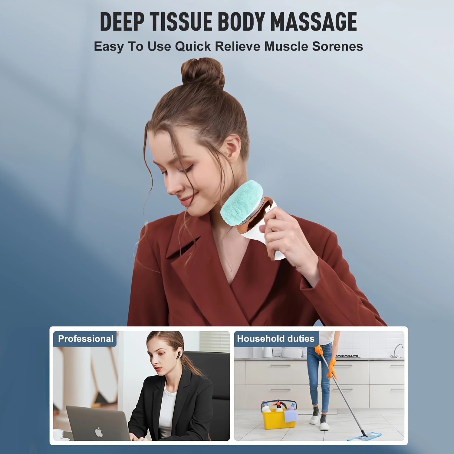 깊은 조직 신체 조각 마사지기 - 스트레스 완화 근막 마사지 도구, 세척 가능한 패드가 있는 플라스틱, 무알콜, 전신 U