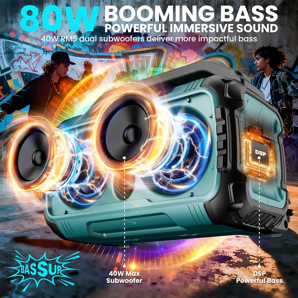 Makita 3D Outdoor Channel Subwoofer Cordless Bluetooth Portable Surround Speakers Dual Loudspeaker For DeWalt /Milwaukee view 4