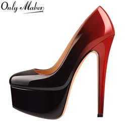 onlymaker Women Gradient Platform Round Toe Comfortable Super High Heel Stiletto Slip On Fashion Sexy  With Dress Party  Pumps