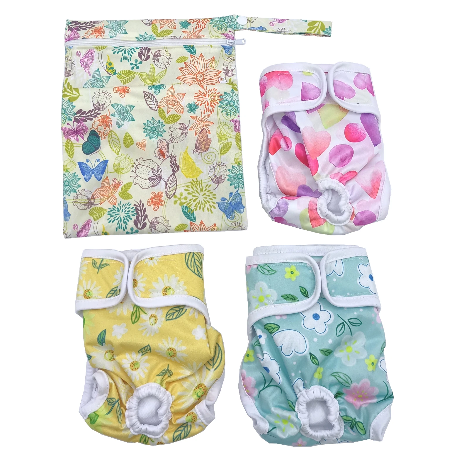 Wet Dry Bags With 3 Pack Washable Reusable Premium Dog Diapers Small Dog Puppy & Doggy Diapers Female in Zippered Bag