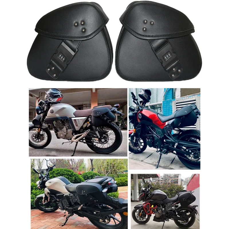 

Motorcycle Saddlebags Anti Theft Side Tool Bag Luggage Saddle Bags Pouch PU Leather Universal For Honda/Suzuki/Kawasaki/Yamaha