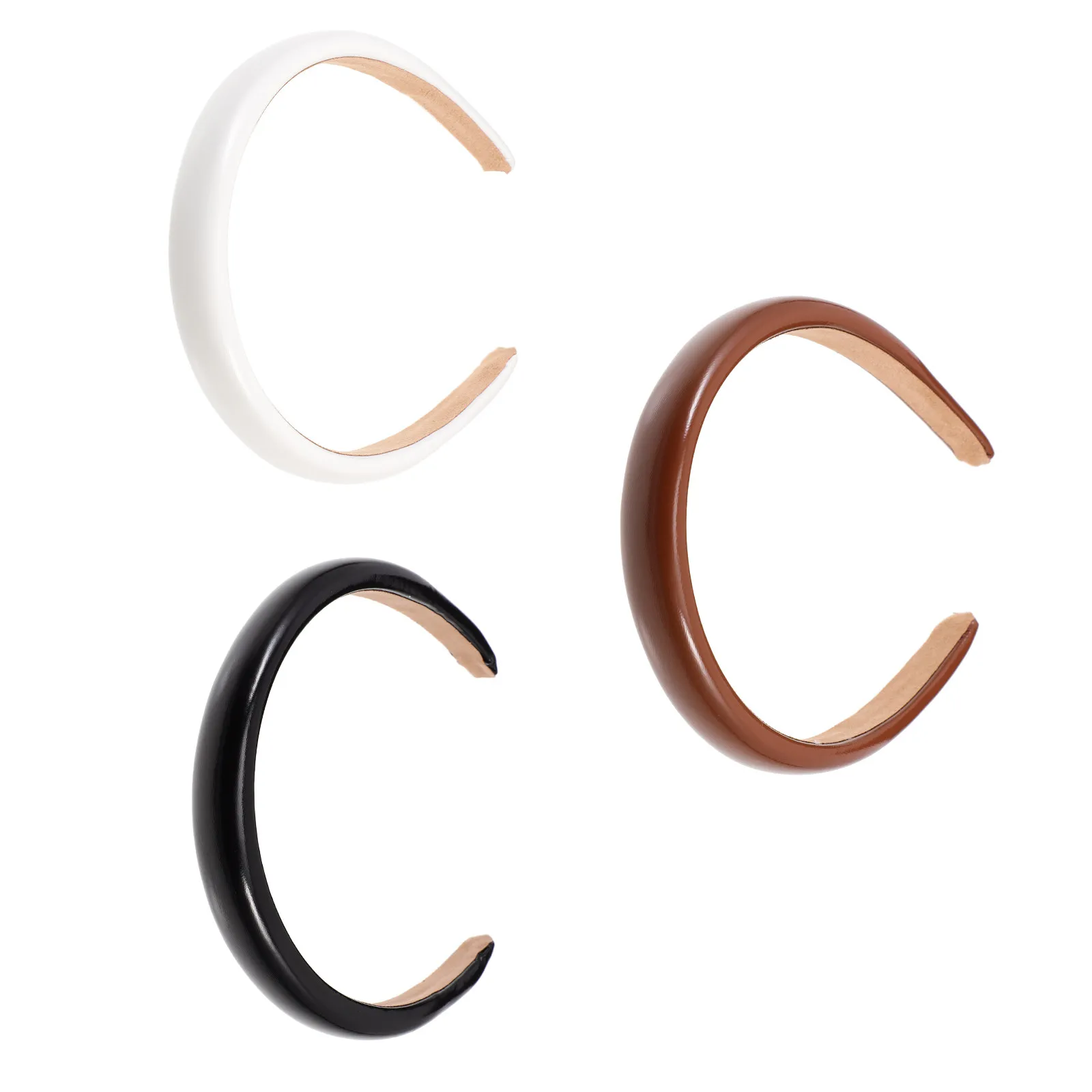 3Pcs Premium Patent Headbands for Women Stylish Retro Wide Hair Bands Exquisite Workmanship Elegant Versatile Daily Wear
