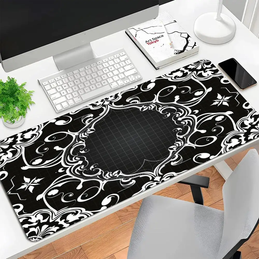 Grey European Retro Ornate Frame table mat large size games office desktop keyboard accessories mousepad laptop
