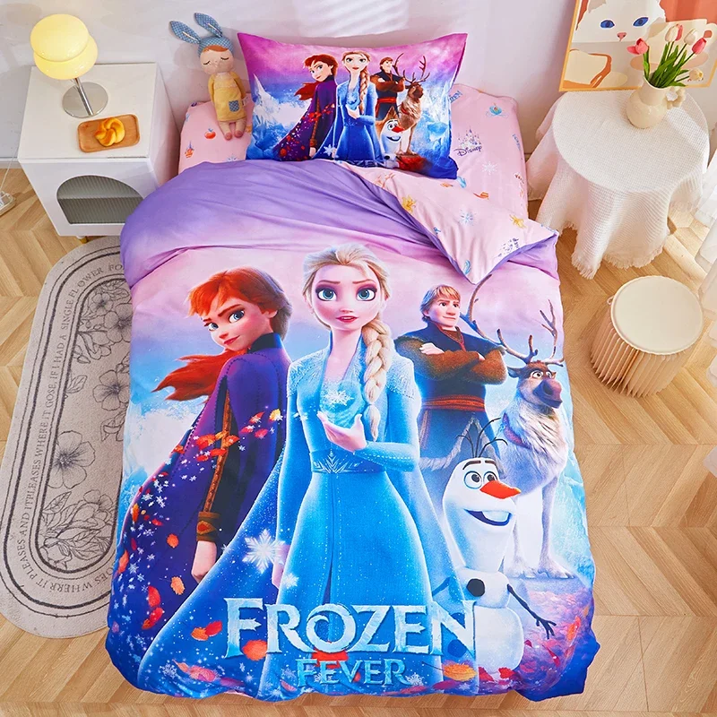 Disney การ์ตูนผ้าคลุมเตียงเจ้าหญิงโซเฟียแช่แข็ง Elsa ชุดเครื่องนอน Queen King Size สาวผ้านวมเด็กตกแต่งห้องนอน