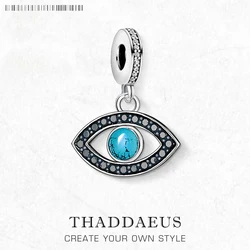 925 Sterling Silver Blue Turquoise Turkey Eye Charm Pendants New Fashion Vintage Lucky Gift Jewelry Accessories For Women Men